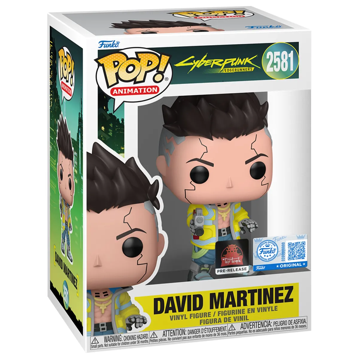Funko Pop David Martinez #2581 Cyberpunk Edgerunners en caja Pop Animation Toy Temple Exclusive