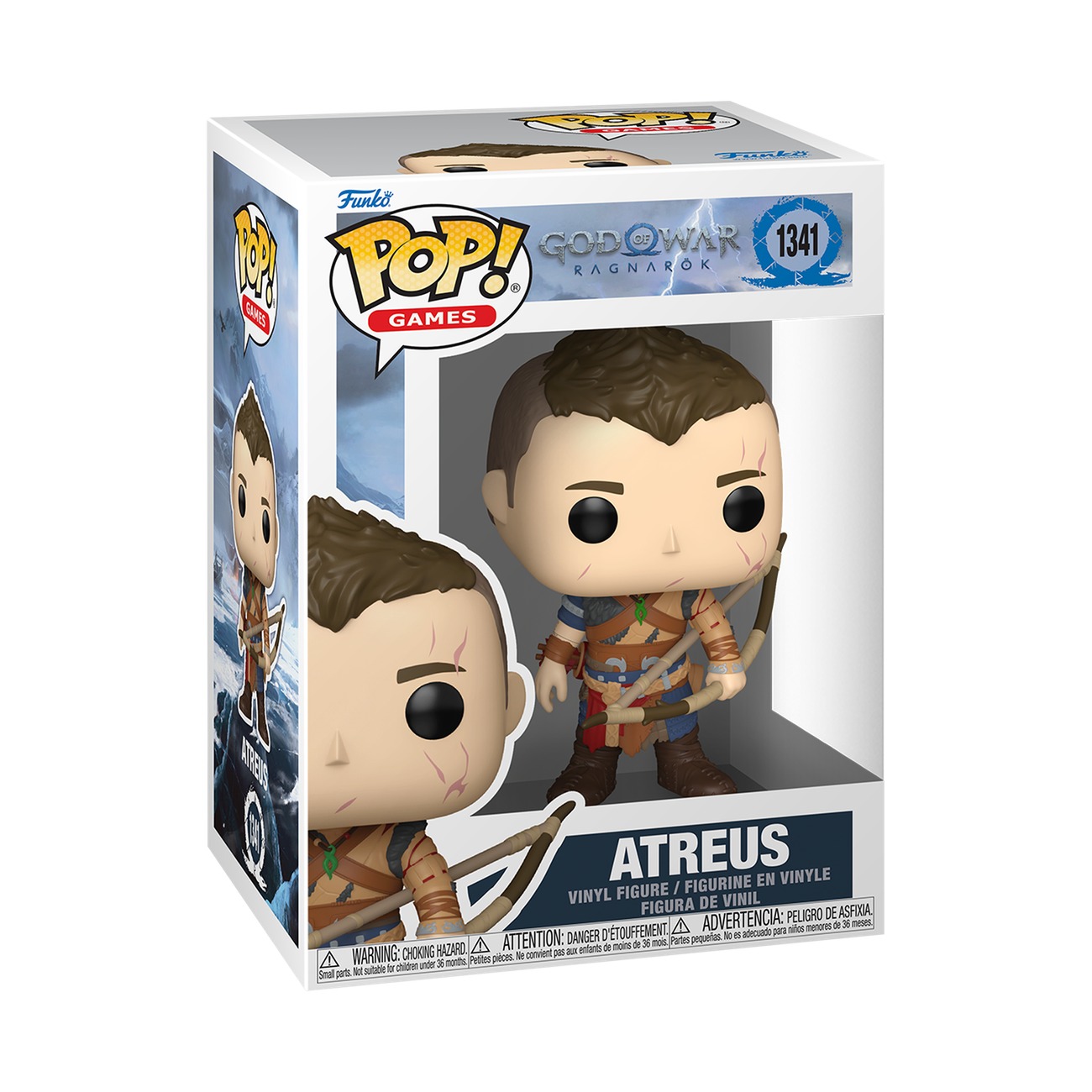Funko Pop Atreus #1341 caja window-box God of War Ragnarök fondo blanco Funko Pop Atreus #1341 caja window-box God of War Ragnarök fondo blanco