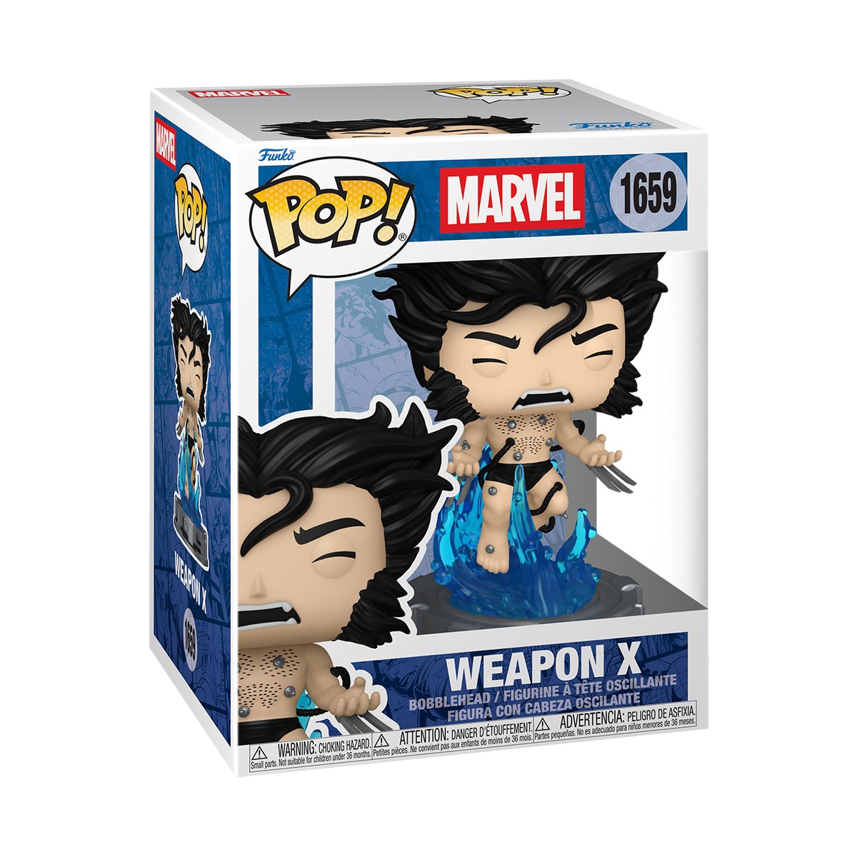 Funko Pop Premium Weapon X #1659 caja window-box Weapon X Program sobre fondo blanco